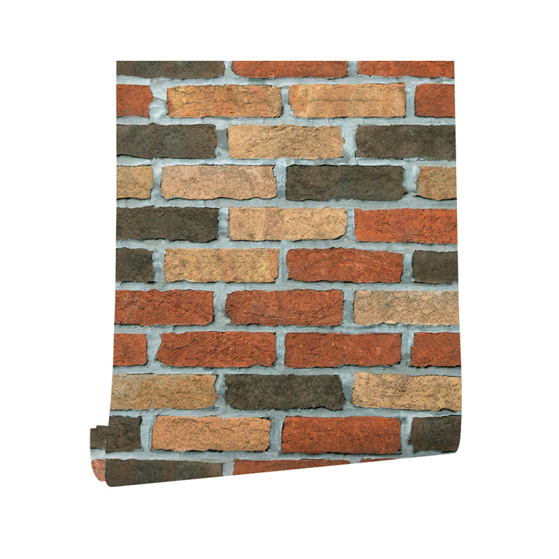 Self Sticking Faux Brick Wallpaper Roll Steampunk PVC Wall Art, 19.5' L x 17.5" W Clearhalo 'Industrial wall decor' 'Industrial' 'Wallpaper' Wall Decor' 1756823