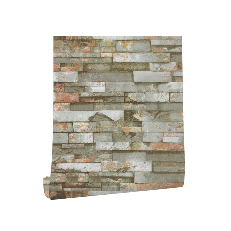 Farmhouse Brick Wallpaper Roll PVC Peel and Paste Grey and Green Wall Decor for Room Clearhalo 'Country wall decor' 'Rustic' 'Wallpaper' Wall Decor' 1756827