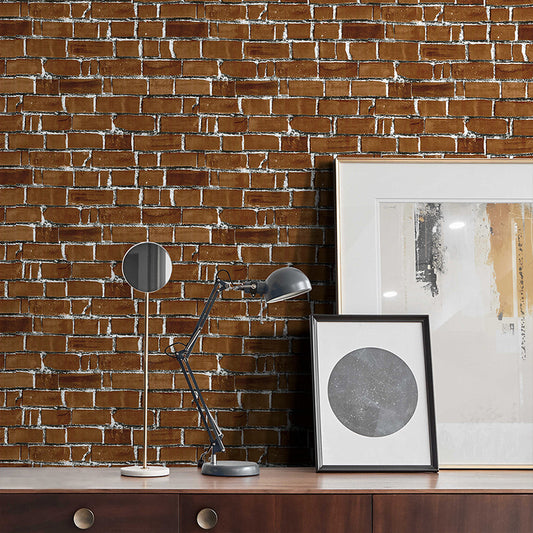 Industrial Brick Look Wallpaper Roll Red Brown Peel and Stick Wall Covering for Home Clearhalo 'Industrial wall decor' 'Industrial' 'Wallpaper' Wall Decor' 1756830