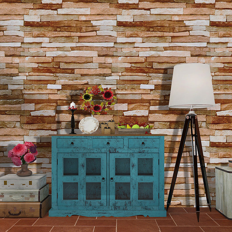 Brown Cyberpunk Wallpaper Roll 29.1-sq ft Brick Effect Wall Art for Living Room, Stick On Clearhalo 'Industrial wall decor' 'Industrial' 'Wallpaper' Wall Decor' 1756834