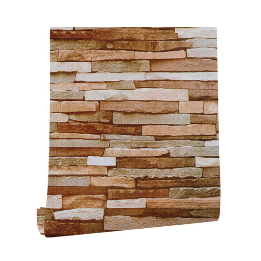 Brown Cyberpunk Wallpaper Roll 29.1-sq ft Brick Effect Wall Art for Living Room, Stick On Clearhalo 'Industrial wall decor' 'Industrial' 'Wallpaper' Wall Decor' 1756835