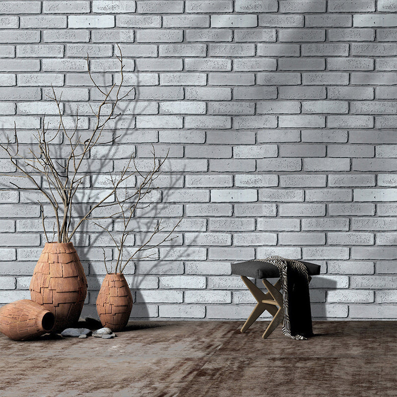 Stretcher Bond Brickwork Wallpaper Grey Farmhouse Wall Decor for Room, Self-Adhesive Clearhalo 'Country wall decor' 'Rustic' 'Wallpaper' Wall Decor' 1756838