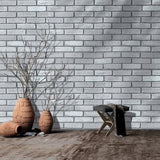 Stretcher Bond Brickwork Wallpaper Grey Farmhouse Wall Decor for Room, Self-Adhesive Clearhalo 'Country wall decor' 'Rustic' 'Wallpaper' Wall Decor' 1756838