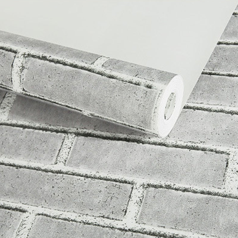 Unpasted Bright Brick Wallpaper Roll House Interior Construction Wall Art, 57.1-sq ft Grey Clearhalo 'Country wall decor' 'Rustic' 'Wallpaper' Wall Decor' 1756876