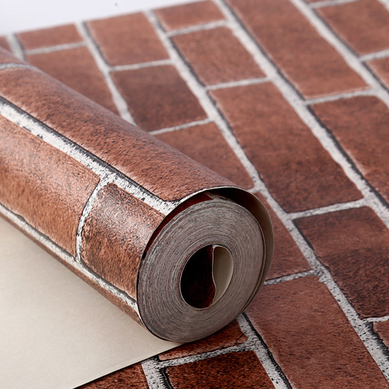 Brickwork Wallpaper Roll Dark Color Industrial Style Wall Decor for Sitting Room Brick Red Clearhalo 'Industrial wall decor' 'Industrial' 'Wallpaper' Wall Decor' 1756890