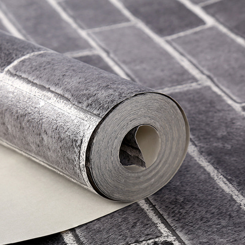 Brickwork Wallpaper Roll Dark Color Industrial Style Wall Decor for Sitting Room Grey Clearhalo 'Industrial wall decor' 'Industrial' 'Wallpaper' Wall Decor' 1756891