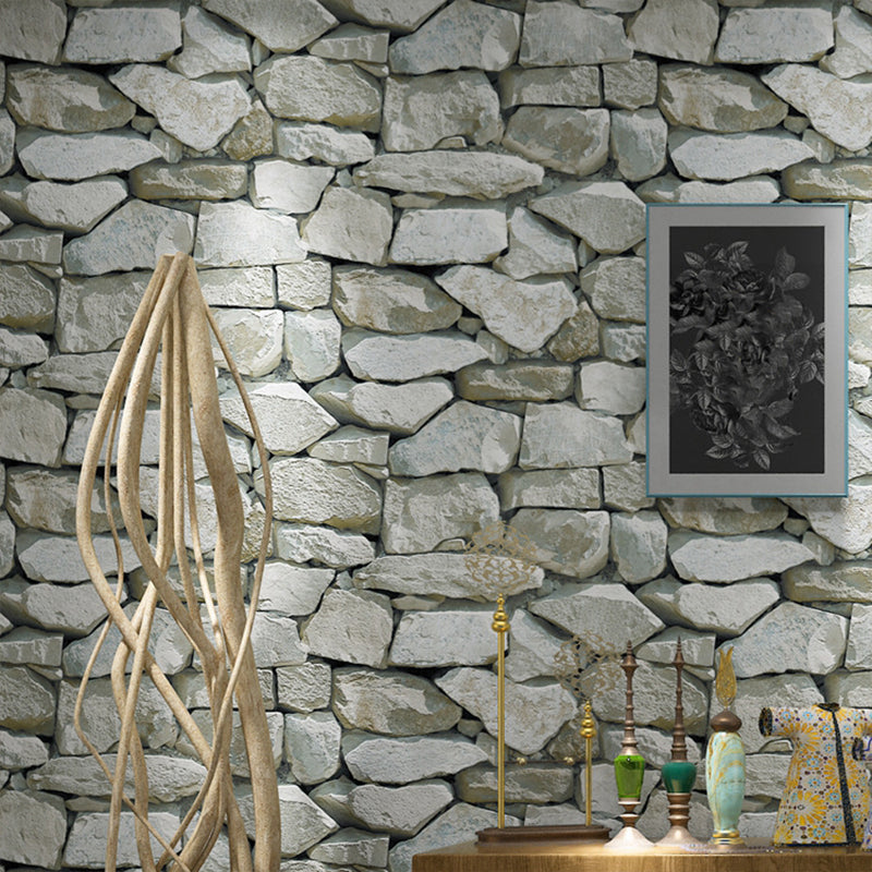 Steampunk Rocks Wallpaper Roll for Garage 57.1-sq ft Wall Art in Light Color, Washable Light Gray Clearhalo 'Industrial wall decor' 'Industrial' 'Wallpaper' Wall Decor' 1756908
