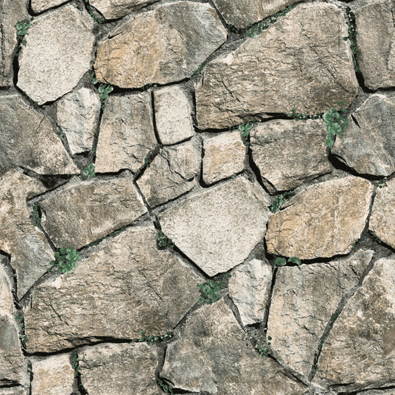 Steampunk Rocks Wallpaper Roll for Garage 57.1-sq ft Wall Art in Light Color, Washable Clearhalo 'Industrial wall decor' 'Industrial' 'Wallpaper' Wall Decor' 1756911