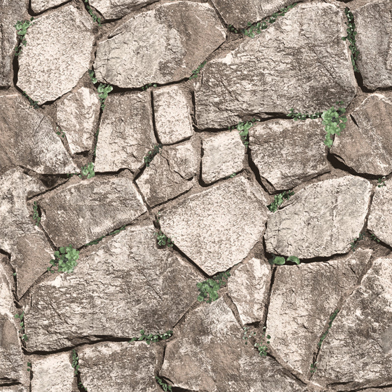 Steampunk Rocks Wallpaper Roll for Garage 57.1-sq ft Wall Art in Light Color, Washable Clearhalo 'Industrial wall decor' 'Industrial' 'Wallpaper' Wall Decor' 1756913