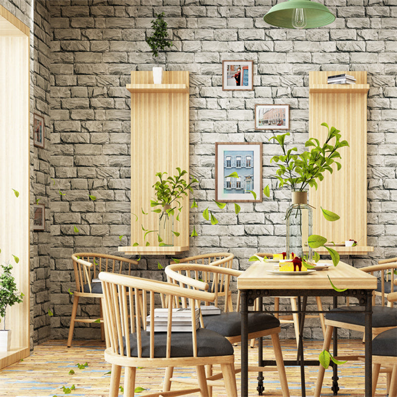 Moisture Resistant Brick Look Wallpaper 33' L x 20.5" W Rustic Wall Covering for Restaurant Grey Clearhalo 'Country wall decor' 'Rustic' 'Wallpaper' Wall Decor' 1756918