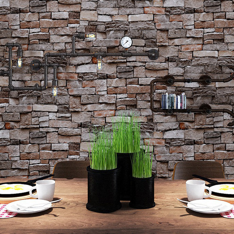 Moisture Resistant Brick Look Wallpaper 33' L x 20.5" W Rustic Wall Covering for Restaurant Brown Clearhalo 'Country wall decor' 'Rustic' 'Wallpaper' Wall Decor' 1756923