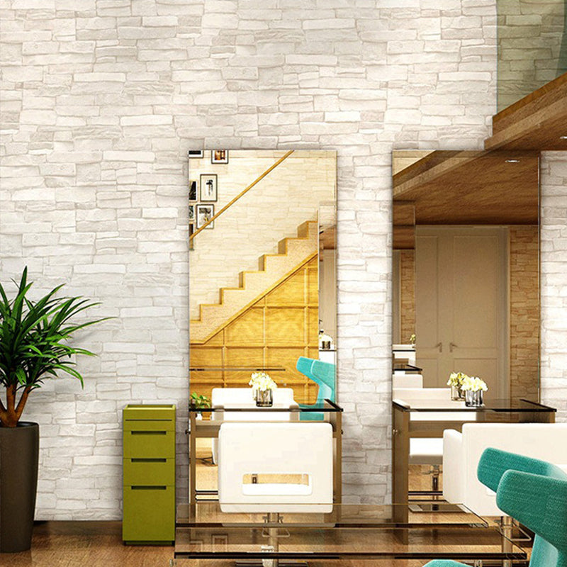 Moisture Resistant Brick Look Wallpaper 33' L x 20.5" W Rustic Wall Covering for Restaurant Ivory Clearhalo 'Country wall decor' 'Rustic' 'Wallpaper' Wall Decor' 1756925