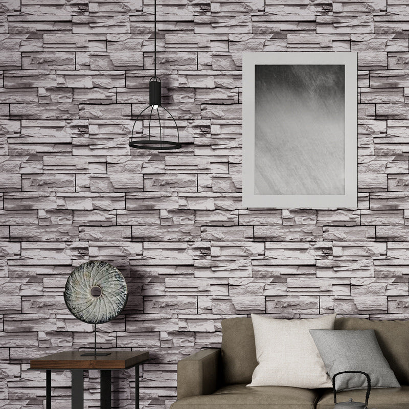 Moisture Resistant Brick Look Wallpaper 33' L x 20.5" W Rustic Wall Covering for Restaurant Dark Gray Clearhalo 'Country wall decor' 'Rustic' 'Wallpaper' Wall Decor' 1756929