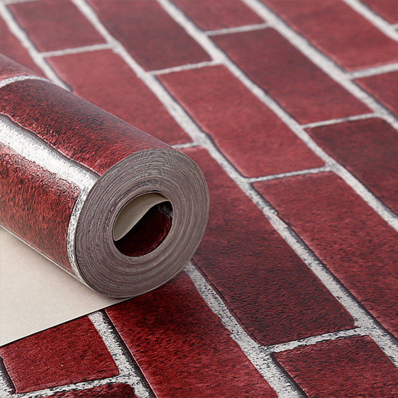Brick Wallpaper Stain Resistant Farmhouse Living Room Wall Covering, 33' x 20.5" Red Clearhalo 'Country wall decor' 'Rustic' 'Wallpaper' Wall Decor' 1756948