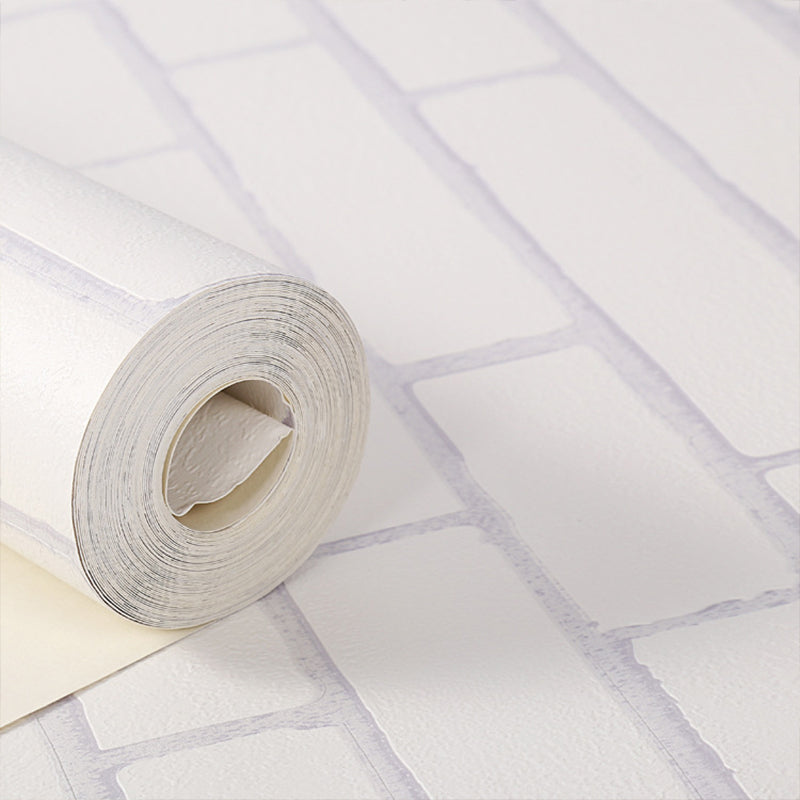 Brick Wallpaper Stain Resistant Farmhouse Living Room Wall Covering, 33' x 20.5" White Clearhalo 'Country wall decor' 'Rustic' 'Wallpaper' Wall Decor' 1756951