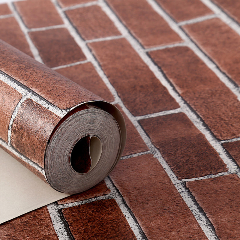 Brick Wallpaper Stain Resistant Farmhouse Living Room Wall Covering, 33' x 20.5" Brown Clearhalo 'Country wall decor' 'Rustic' 'Wallpaper' Wall Decor' 1756953