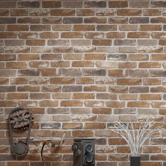 Cottage Brick Wallpaper Roll PVC Water Resistant Light Color Wall Art for Living Room Brown Clearhalo 'Country wall decor' 'Rustic' 'Wallpaper' Wall Decor' 1756955