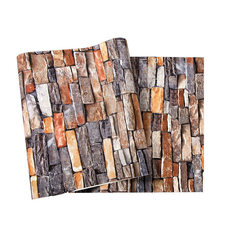 Cottage Brick Wallpaper Roll PVC Water Resistant Light Color Wall Art for Living Room Dark Brown Clearhalo 'Country wall decor' 'Rustic' 'Wallpaper' Wall Decor' 1756963