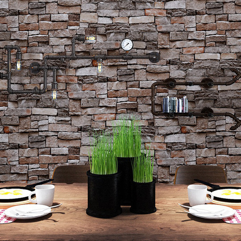 Dark Color Industrial Wallpaper Roll 33' L x 20.5" W Brick Wall Decor for House Interior Dark Gray Clearhalo 'Industrial wall decor' 'Industrial' 'Wallpaper' Wall Decor' 1756969