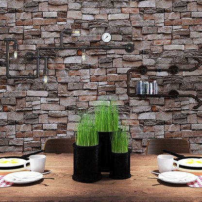 Dark Color Industrial Wallpaper Roll 33' L x 20.5" W Brick Wall Decor for House Interior Dark Gray Clearhalo 'Industrial wall decor' 'Industrial' 'Wallpaper' Wall Decor' 1756969