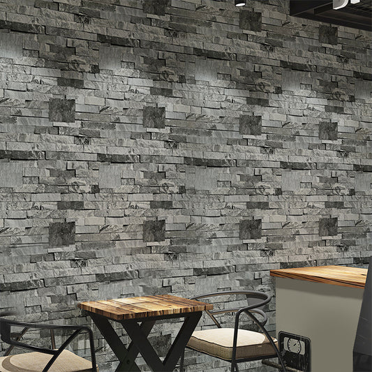 Steampunk Fake Brick Wallpaper Light Color Waterproofing Wall Covering for Restaurant Grey Clearhalo 'Industrial wall decor' 'Industrial' 'Wallpaper' Wall Decor' 1756971