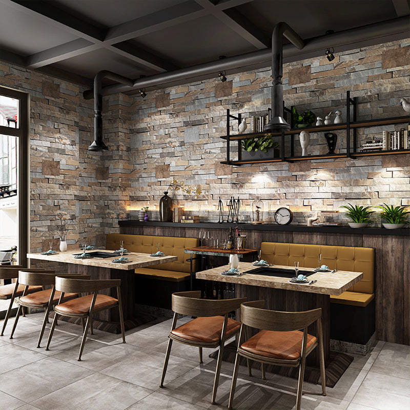 Steampunk Fake Brick Wallpaper Light Color Waterproofing Wall Covering for Restaurant Khaki Clearhalo 'Industrial wall decor' 'Industrial' 'Wallpaper' Wall Decor' 1756976