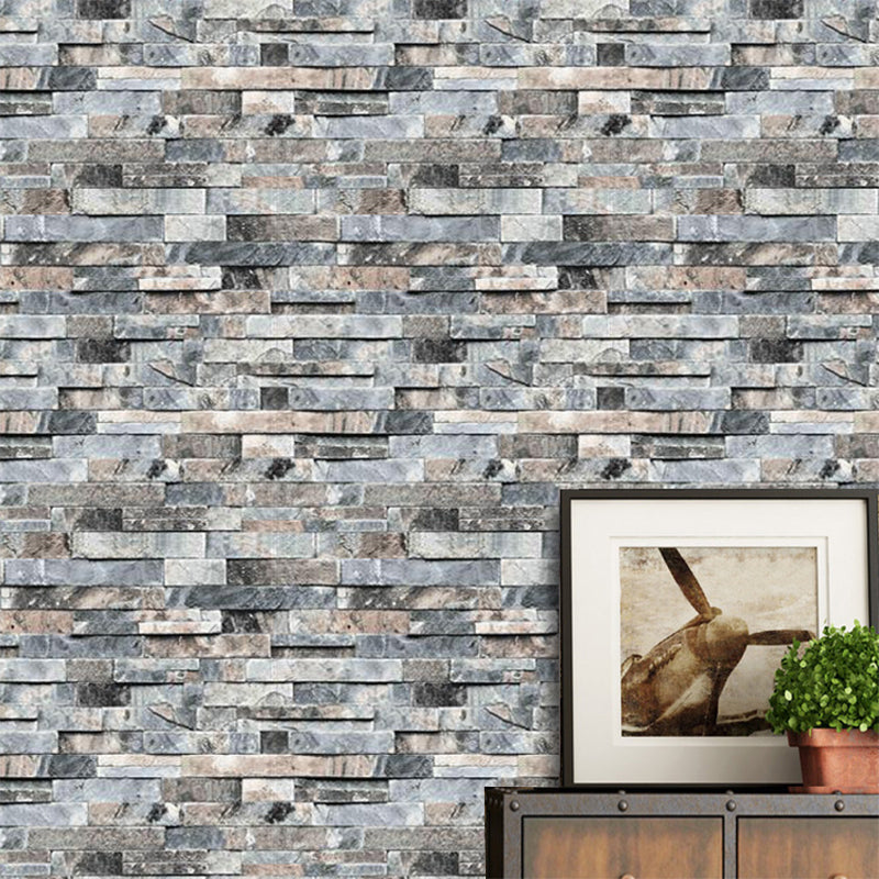 Brick Wallpaper Roll Cyberpunk Moisture Resistant Sitting Room Wall Decor, 57.1-sq ft Grey Clearhalo 'Industrial wall decor' 'Industrial' 'Wallpaper' Wall Decor' 1756987