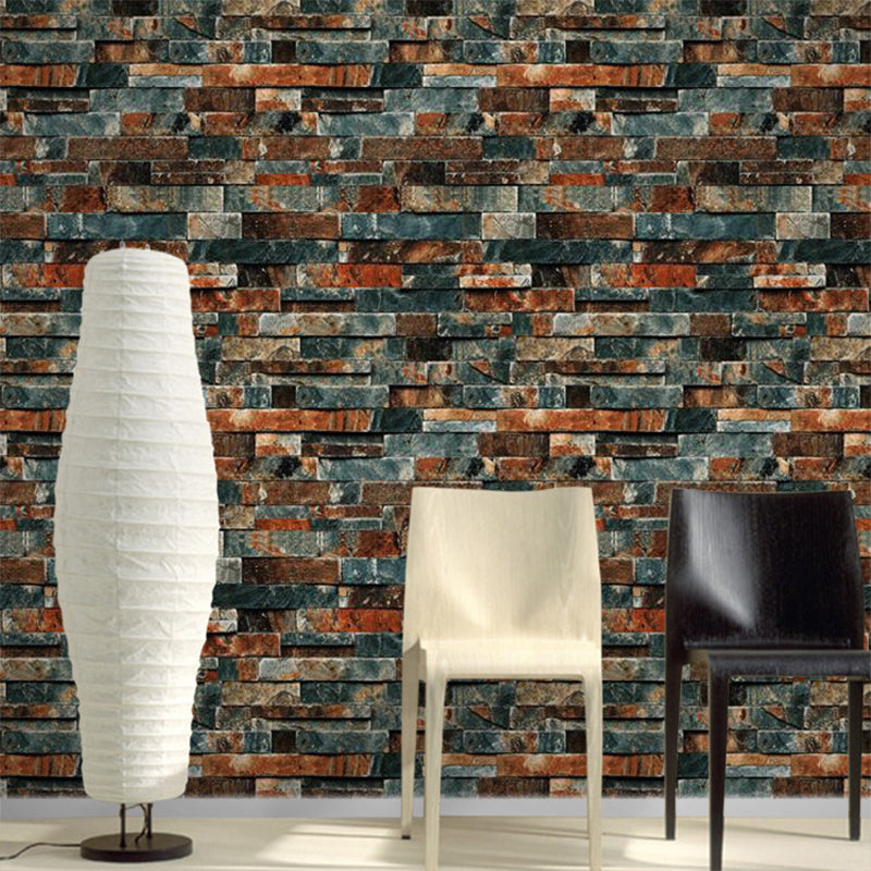 Brick Wallpaper Roll Cyberpunk Moisture Resistant Sitting Room Wall Decor, 57.1-sq ft Dark Brown Clearhalo 'Industrial wall decor' 'Industrial' 'Wallpaper' Wall Decor' 1756995