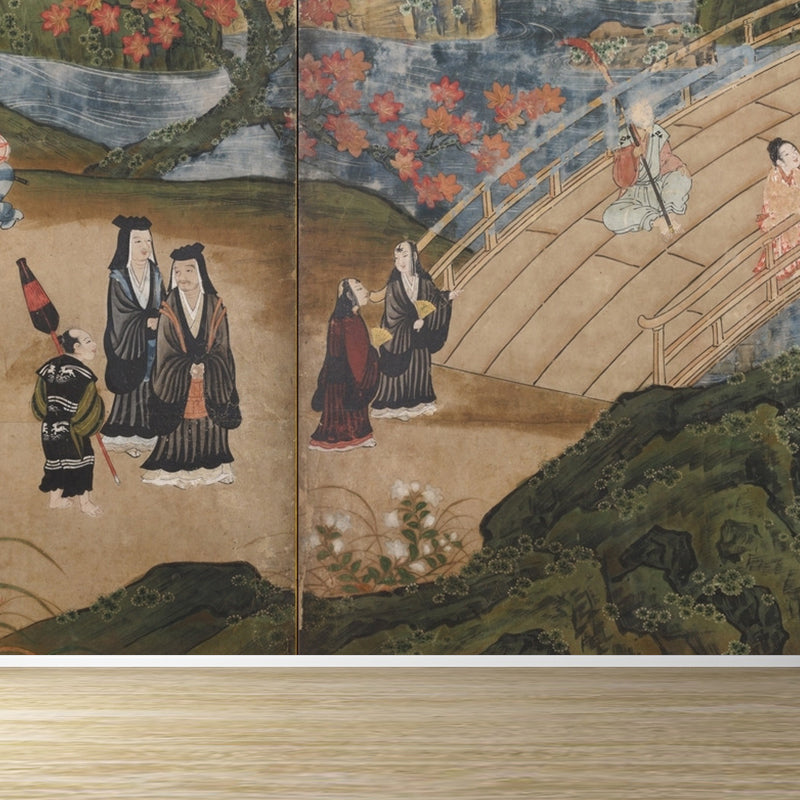 Full Size Illustration Modern Mural Wallpaper with Asian Ancient Figures in Light Color Clearhalo 'Wall Decor' 'Wall Mural' 1757003