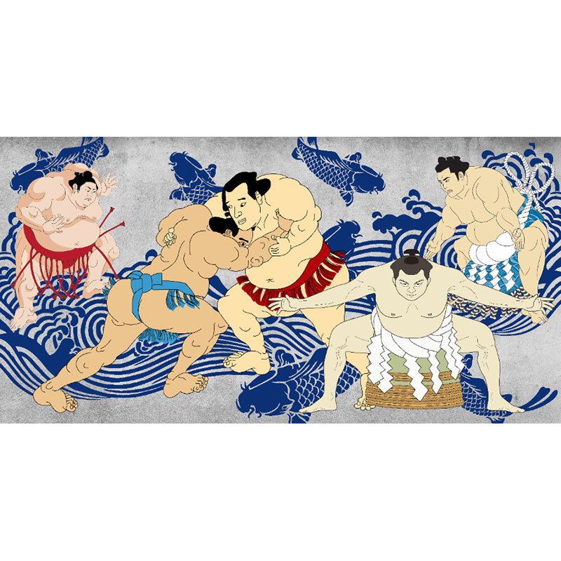 Full Size Illustration Modern Mural Wallpaper with Asian Ancient Figures in Light Color Clearhalo 'Wall Decor' 'Wall Mural' 1757020