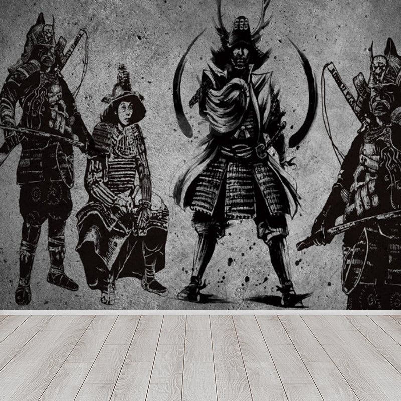 Non-Woven Decorative Wall Mural Modern Asian Pattern Wall Covering for Living Room Grey Clearhalo 'Wall Decor' 'Wall Mural' 1757037