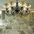 Baroque Chandelier Light with Bowl Shade Blue/Brown Glass Hanging Ceiling Light in Black Finish for Foyer Brown Clearhalo 'Ceiling Lights' 'Chandeliers' 'Industrial' 'Middle Century Chandeliers' 'Tiffany Chandeliers' 'Tiffany close to ceiling' 'Tiffany' Lighting' 175703