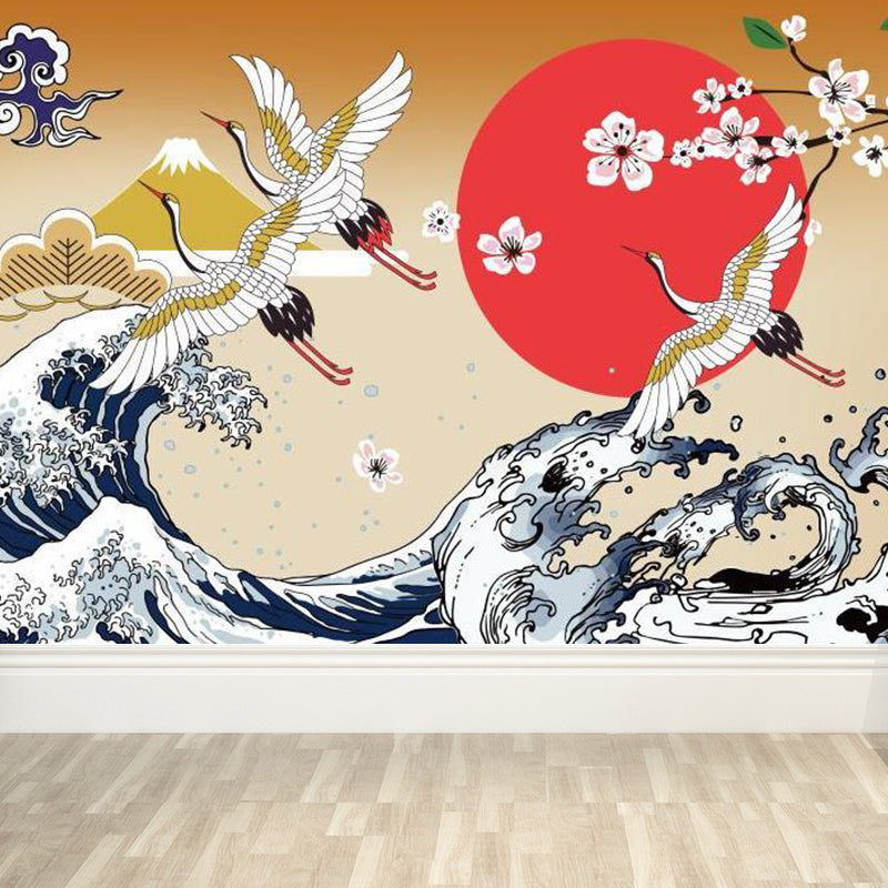 Light Color Asian Landscape Mural Decal Moisture Resistant Contemporary Bathroom Wall Covering Clearhalo 'Wall Decor' 'Wall Mural' 1757064