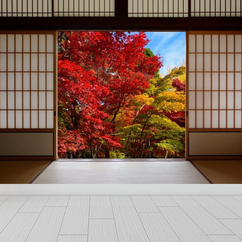 Light Color Asian Landscape Mural Decal Moisture Resistant Contemporary Bathroom Wall Covering Clearhalo 'Wall Decor' 'Wall Mural' 1757069