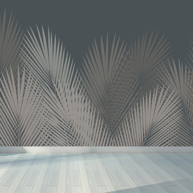 Pastel Color Leaves Mural Wallpaper Moisture-Proof Wall Covering for Living Room Grey Clearhalo 'Wall Decor' 'Wall Mural' 1757082