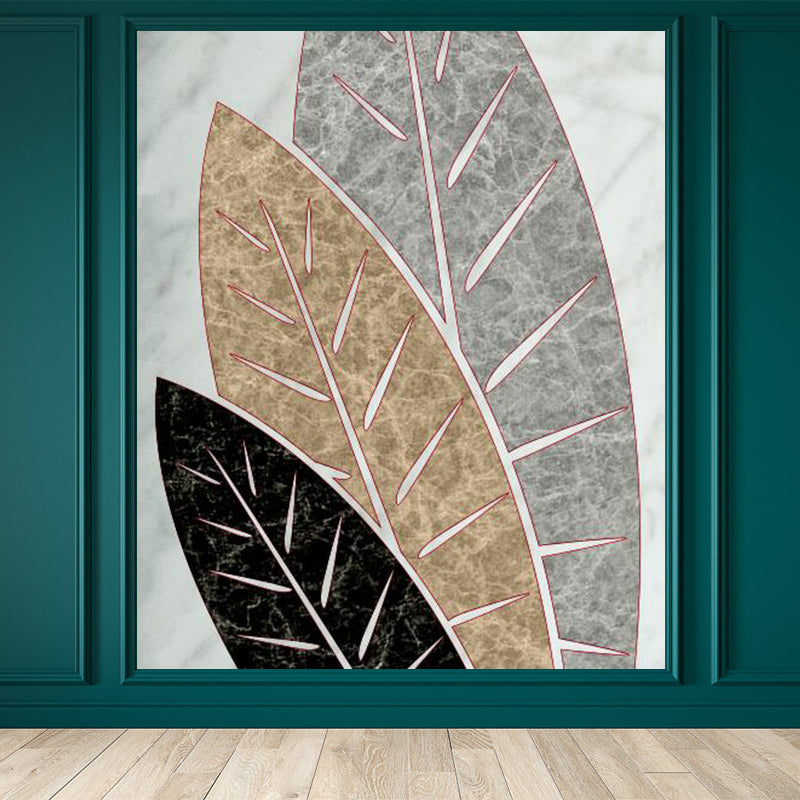 Illustration Style Leaves Wall Mural Giant Wall Covering for Dining Room, Custom Clearhalo 'Wall Decor' 'Wall Mural' 1757108