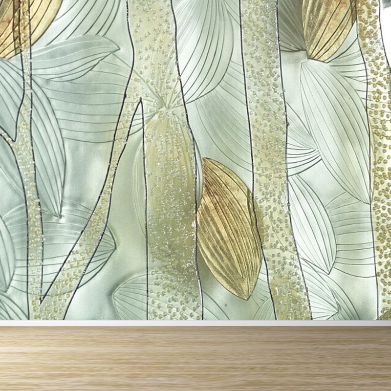 Illustration Style Leaves Wall Mural Giant Wall Covering for Dining Room, Custom Clearhalo 'Wall Decor' 'Wall Mural' 1757113