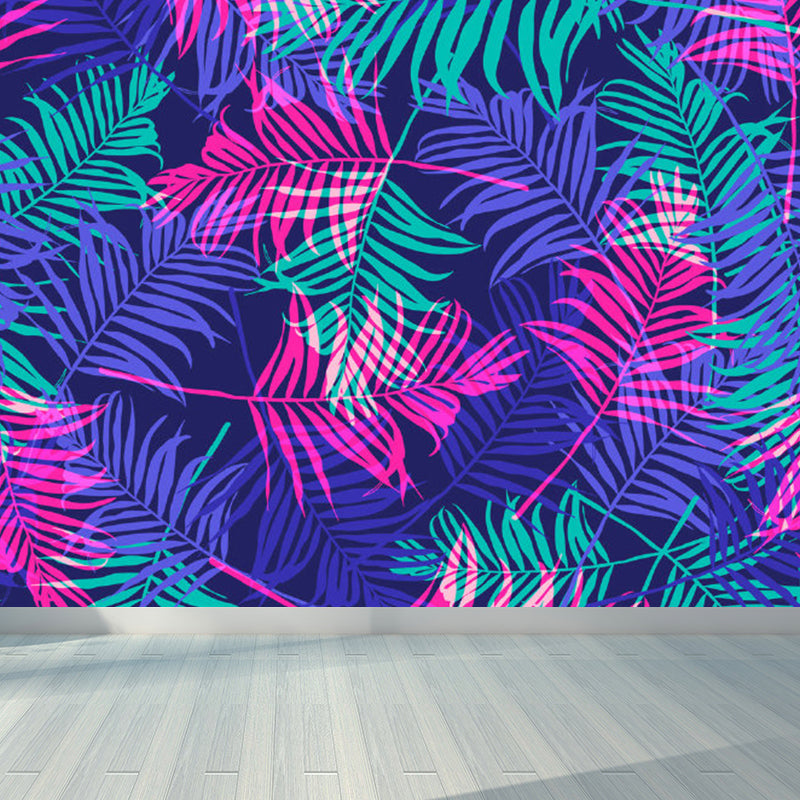 Soft Color Contemporary Mural Wallpaper Huge Botanical Wall Decor for Living Room Purple Clearhalo 'Wall Decor' 'Wall Mural' 1757127