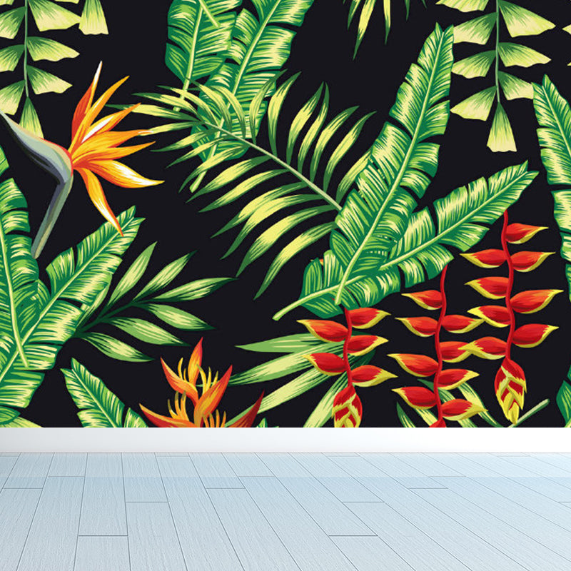 Soft Color Contemporary Mural Wallpaper Huge Botanical Wall Decor for Living Room Black Clearhalo 'Wall Decor' 'Wall Mural' 1757132