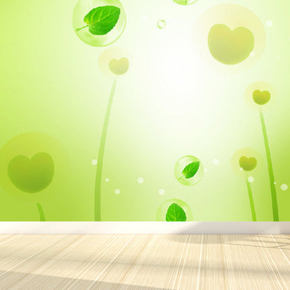 Soft Color Contemporary Mural Wallpaper Huge Botanical Wall Decor for Living Room Green Clearhalo 'Wall Decor' 'Wall Mural' 1757137