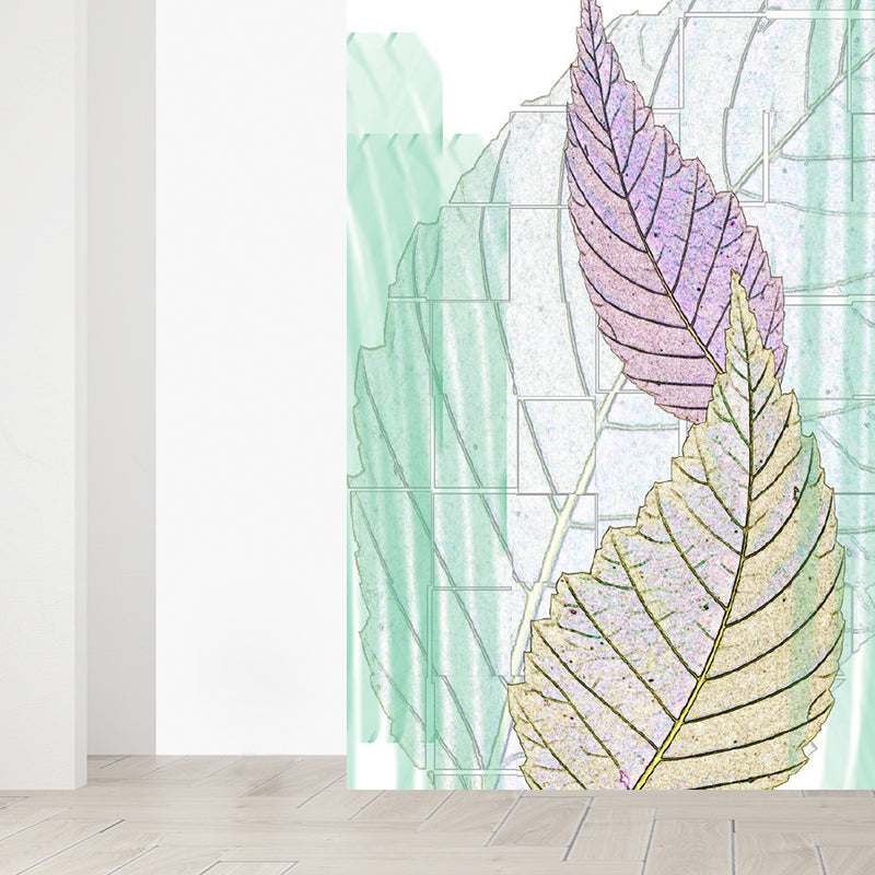 Soft Color Contemporary Mural Wallpaper Huge Botanical Wall Decor for Living Room Blue Clearhalo 'Wall Decor' 'Wall Mural' 1757142