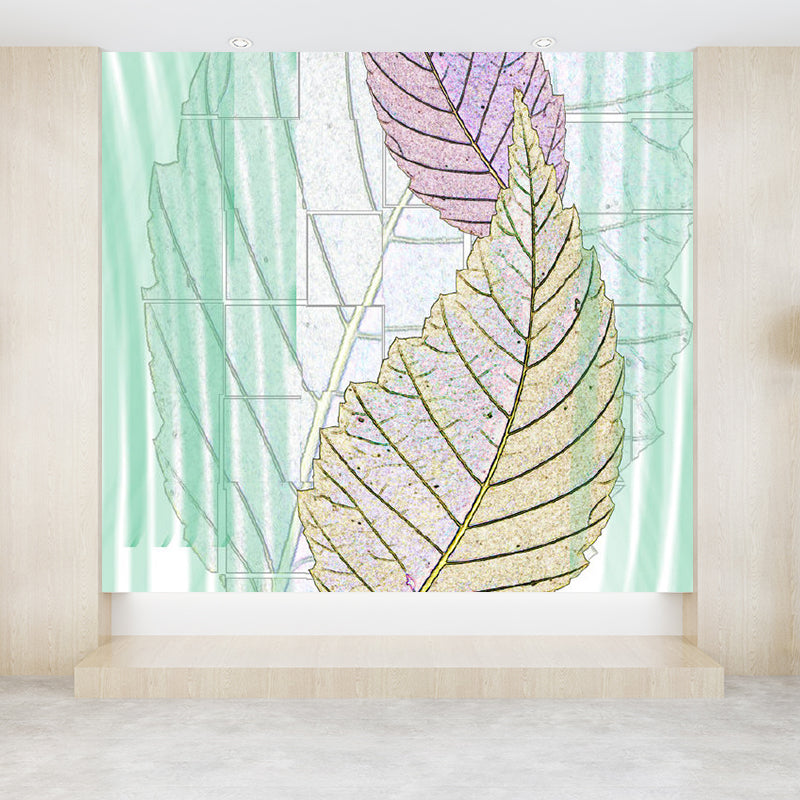 Soft Color Contemporary Mural Wallpaper Huge Botanical Wall Decor for Living Room Clearhalo 'Wall Decor' 'Wall Mural' 1757143