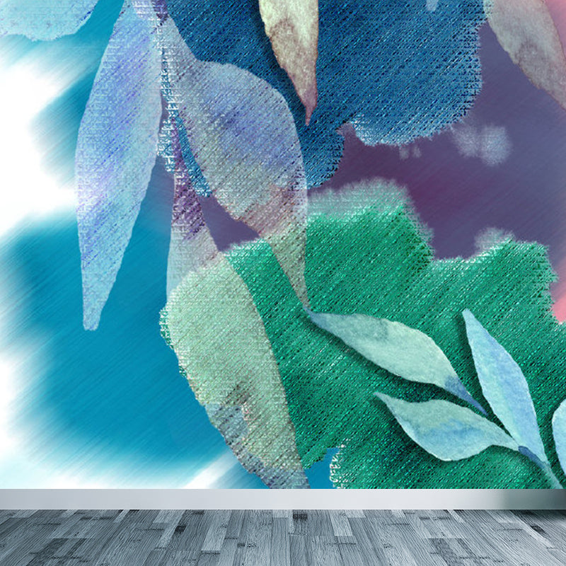 Stain Resistant Leaves Pattern Mural Non-Woven Modern Wall Decor for Girls Bedroom Clearhalo 'Wall Decor' 'Wall Mural' 1757158