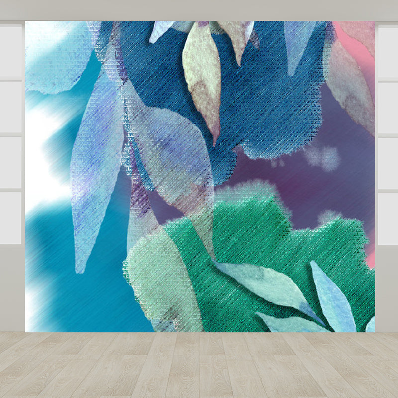 Stain Resistant Leaves Pattern Mural Non-Woven Modern Wall Decor for Girls Bedroom Clearhalo 'Wall Decor' 'Wall Mural' 1757159