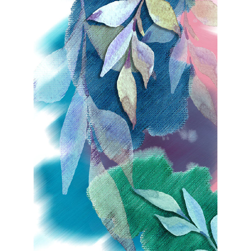 Stain Resistant Leaves Pattern Mural Non-Woven Modern Wall Decor for Girls Bedroom Clearhalo 'Wall Decor' 'Wall Mural' 1757160