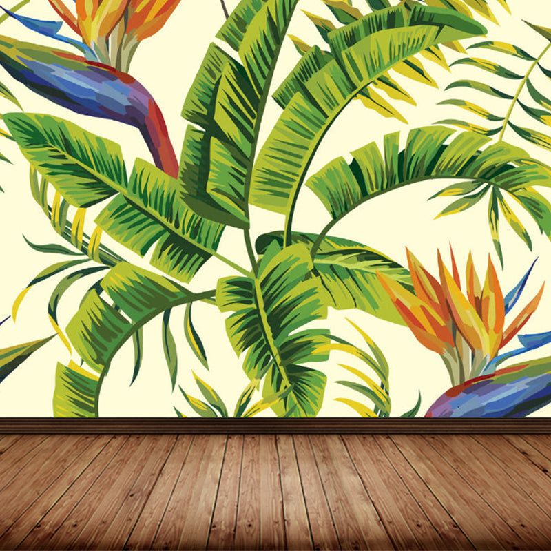 Stain Resistant Leaves Pattern Mural Non-Woven Modern Wall Decor for Girls Bedroom Beige Clearhalo 'Wall Decor' 'Wall Mural' 1757172