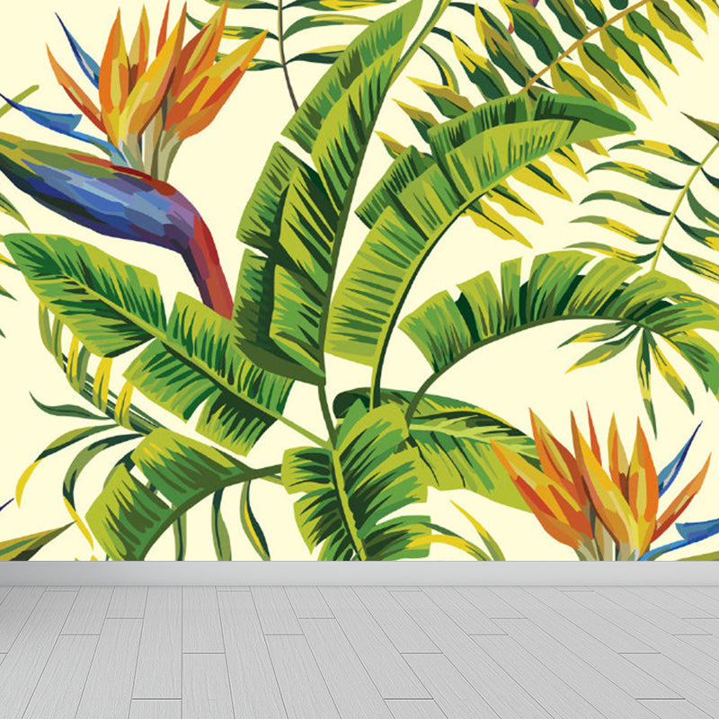 Stain Resistant Leaves Pattern Mural Non-Woven Modern Wall Decor for Girls Bedroom Clearhalo 'Wall Decor' 'Wall Mural' 1757174