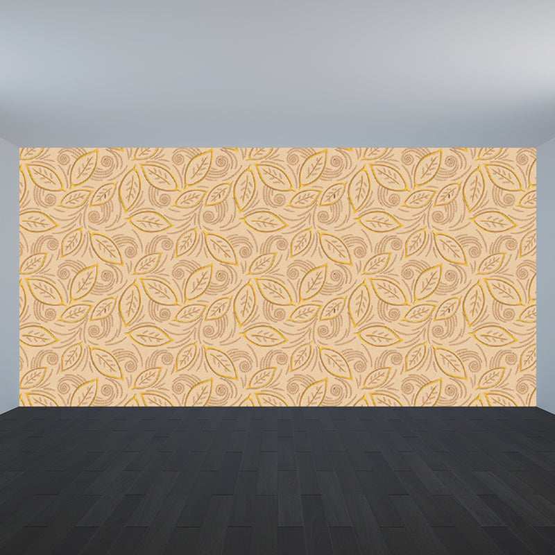 Various Leaves Wall Mural for Dining Room Illustration Wall Decor, Custom Printed Beige Clearhalo 'Wall Decor' 'Wall Mural' 1757182