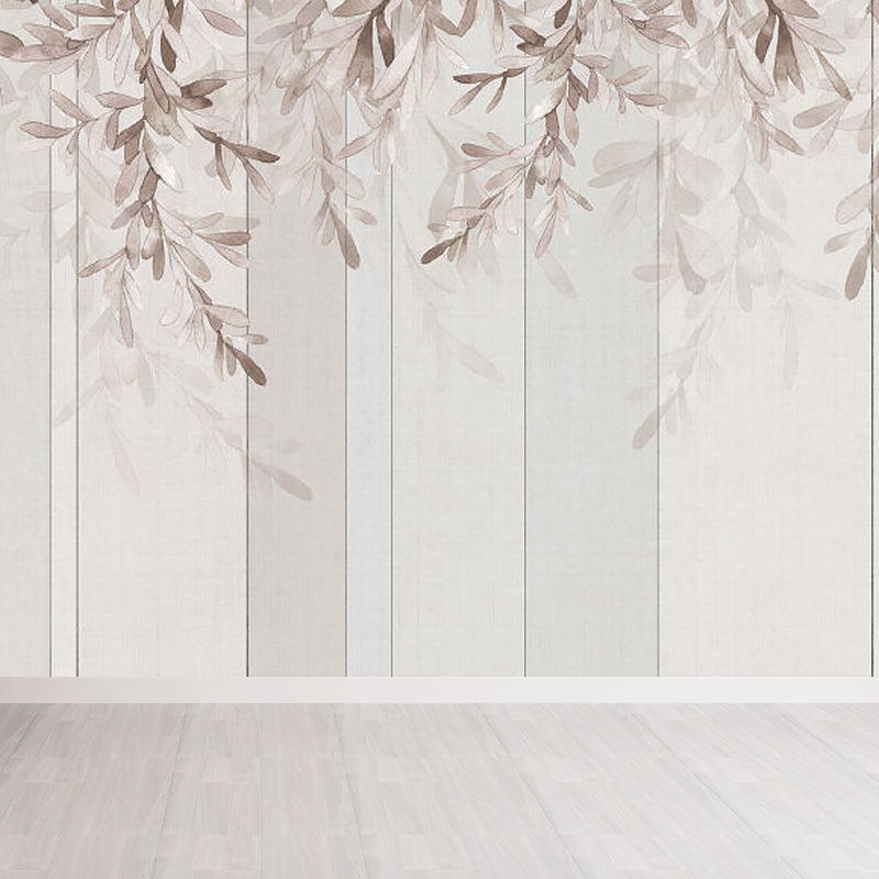 Various Leaves Wall Mural for Dining Room Illustration Wall Decor, Custom Printed Light Brown Clearhalo 'Wall Decor' 'Wall Mural' 1757192