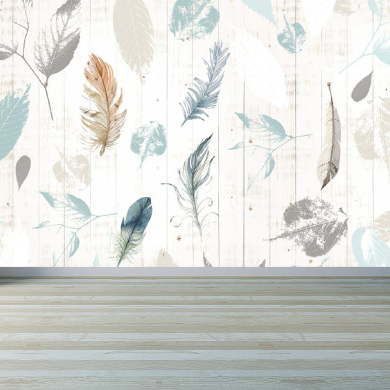 Various Leaves Wall Mural for Dining Room Illustration Wall Decor, Custom Printed Clearhalo 'Wall Decor' 'Wall Mural' 1757198